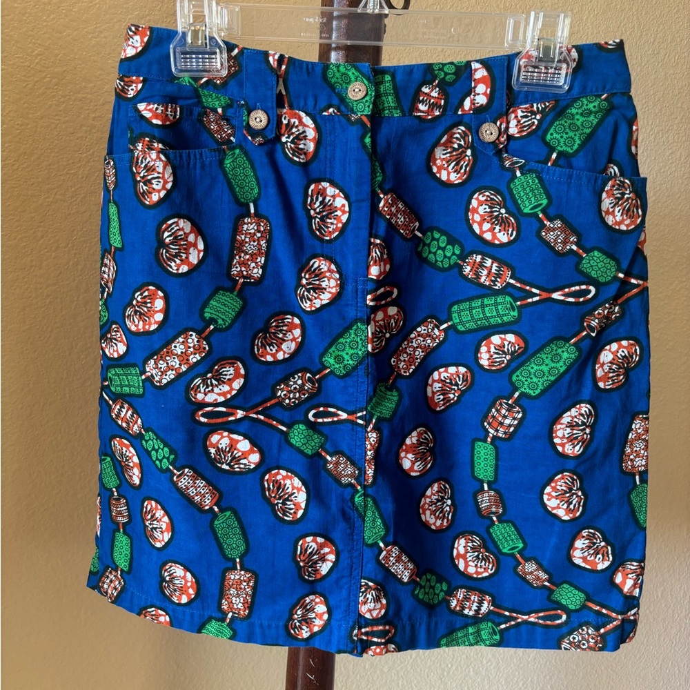 J. McLaughlin Blue and Green Patterned Women's skirt